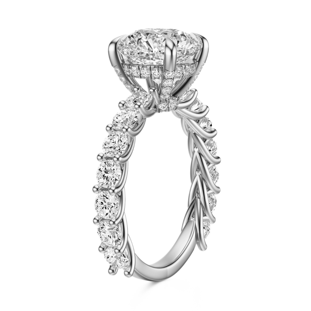 Round Cut 3.00 CT F VS2 Lab Grown Diamond Ring in Gold (IGI)