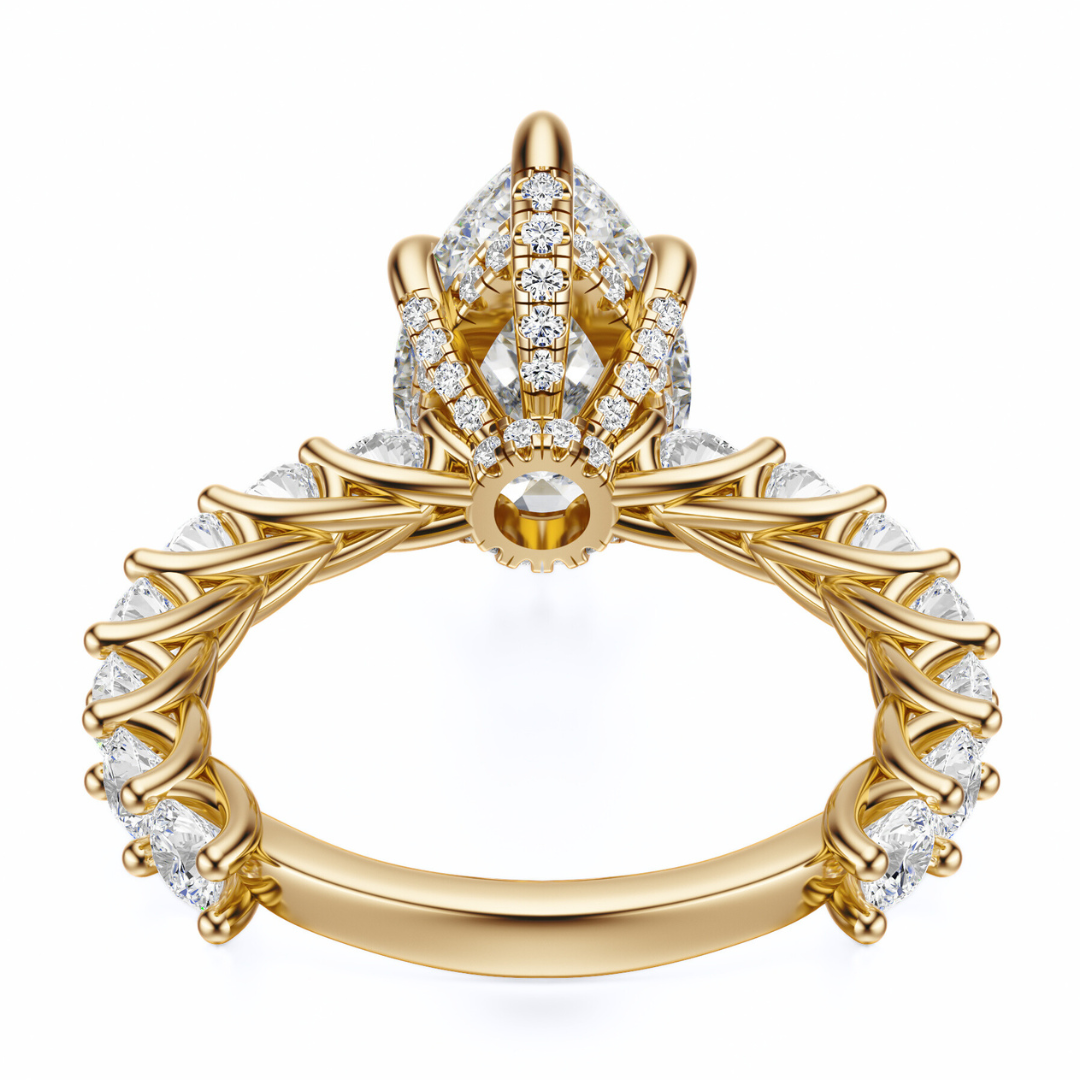 Pear Cut 3.00 CT F VS2 Lab Grown Diamond Ring in Gold (IGI)