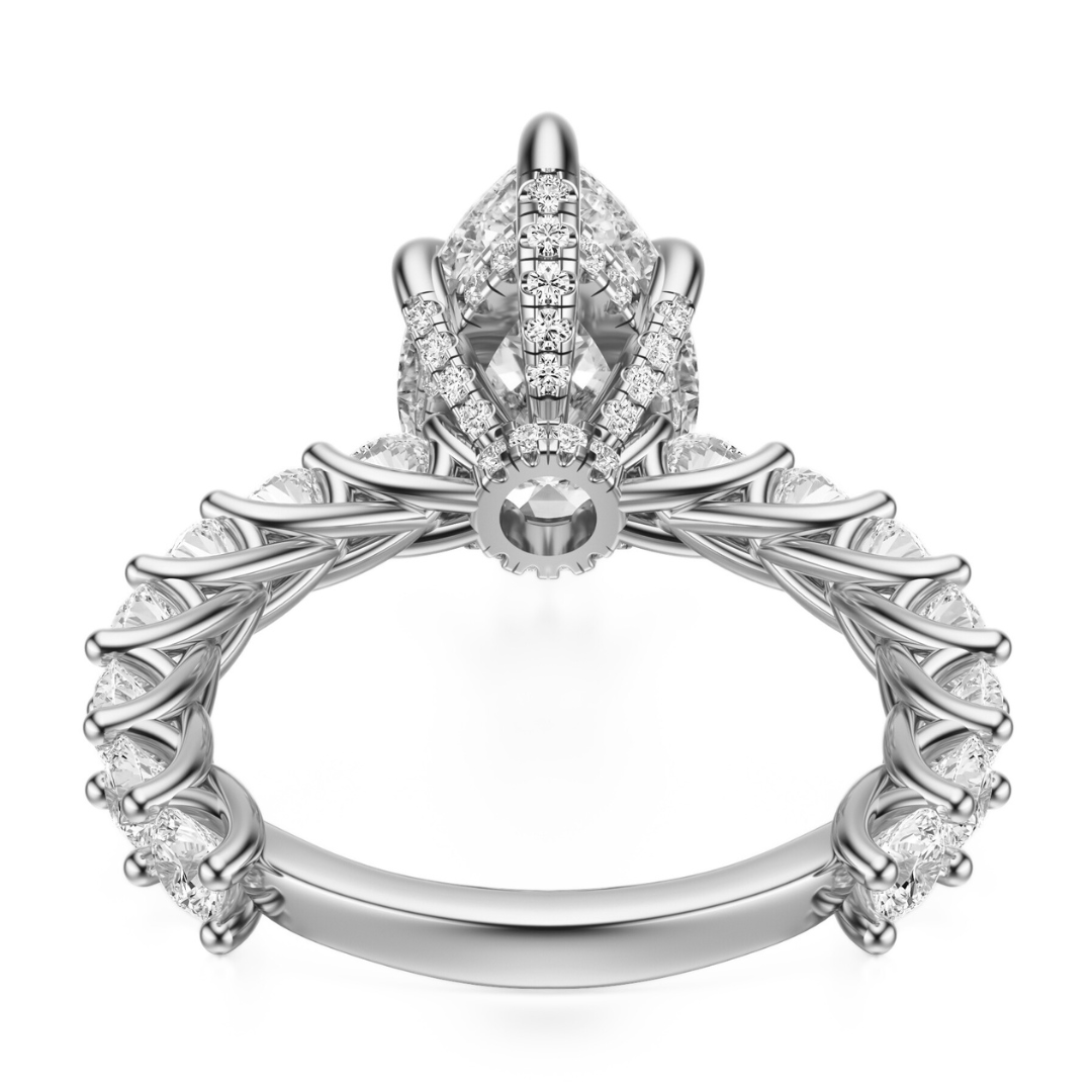 Pear Cut 3.00 CT F VS2 Lab Grown Diamond Ring in Gold (IGI)