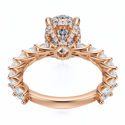 Oval Cut 3.00 CT F VS2 Lab Grown Diamond Ring in Gold (IGI)