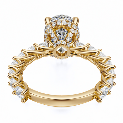 Oval Cut 3.00 CT F VS2 Lab Grown Diamond Ring in Gold (IGI)