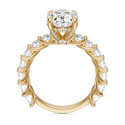 Oval Cut 3.00 CT F VS2 Lab Grown Diamond Ring in Gold (IGI)