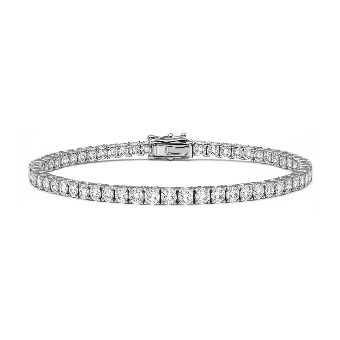 Round 2.37 CT  F SI1 Natural Diamond Tennis Bracelet 14K White Gold (IGI)