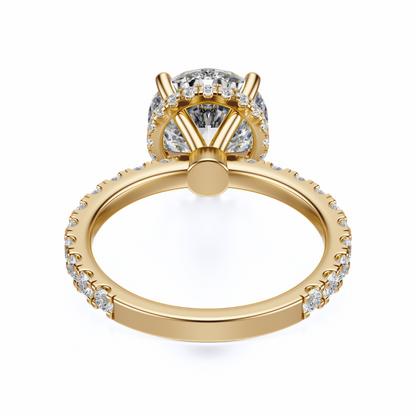 Round Cut 2.80 CT F VS2 Lab Grown Diamond Ring in Gold (IGI)
