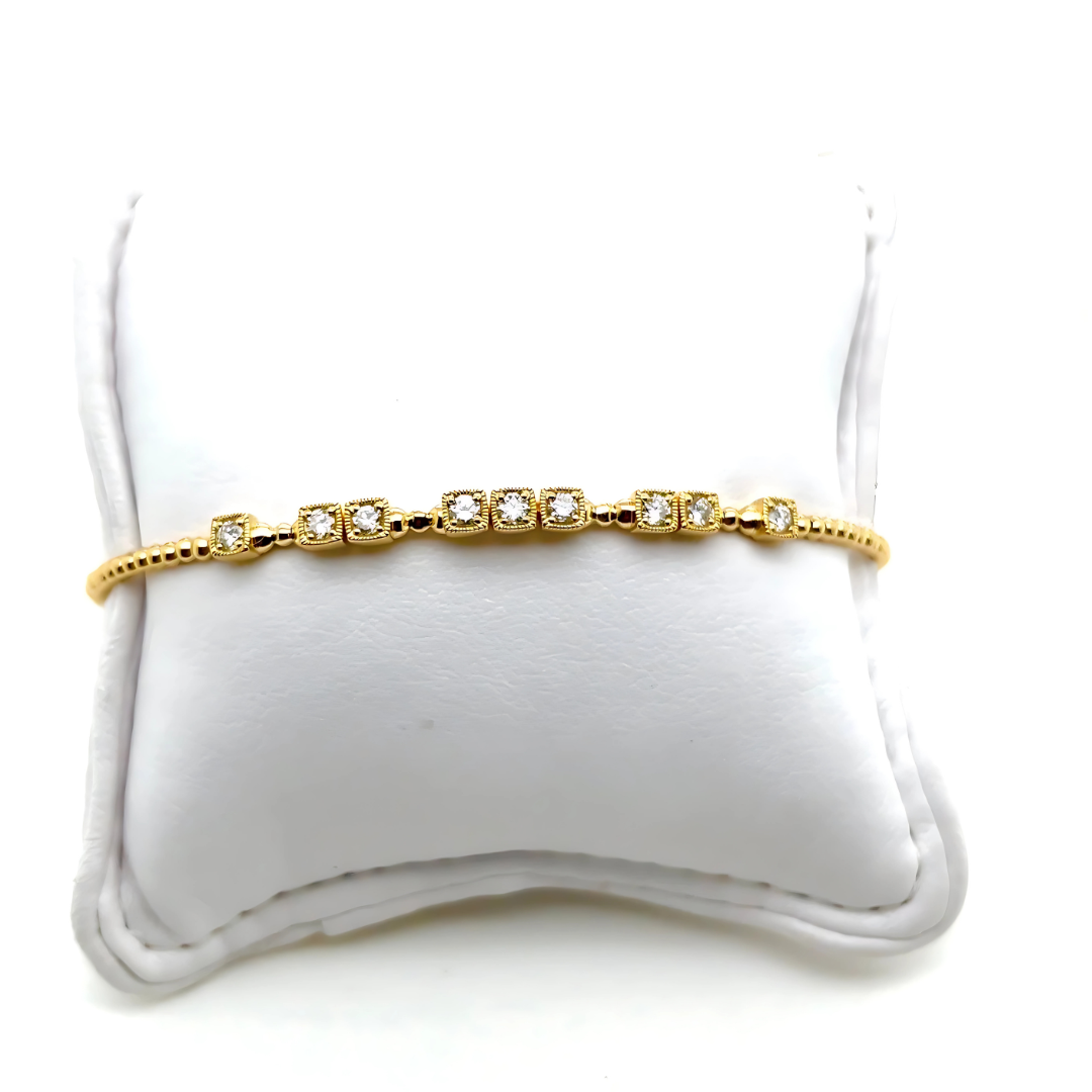 Round .57 CT E VS Natural Diamond Tennis Bracelet 14K Gold (IGI)