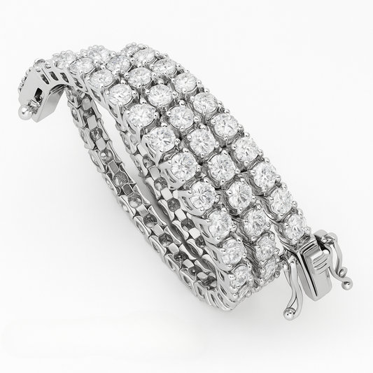 Round Cut 8.04 CT F/VVS2 Lab Diamond Tennis Bracelet 14K White Gold (IGI)