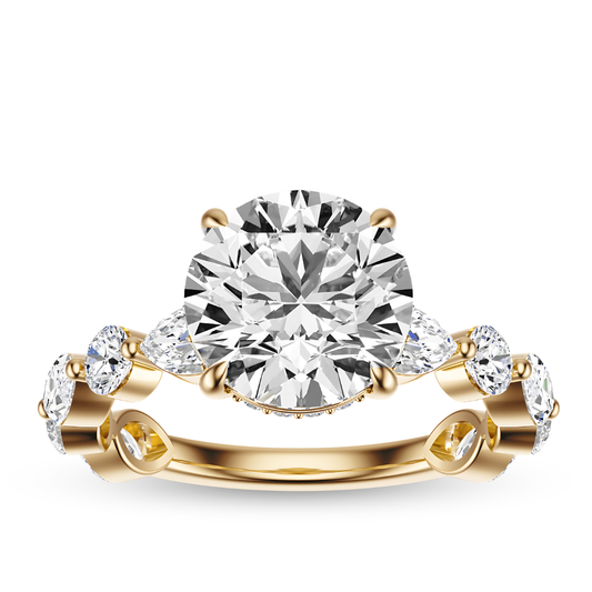 Round Cut 3.10 CT F VS2 Lab Grown Diamond Ring in Gold (IGI)