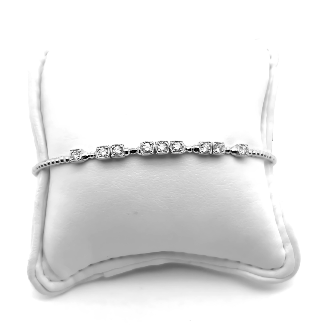 Round .57 CT E VS Natural Diamond Tennis Bracelet 14K Gold (IGI)