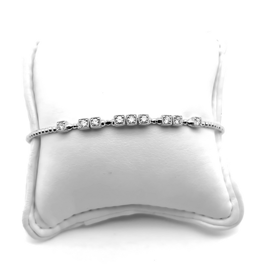 Round .57 CT E VS Natural Diamond Tennis Bracelet 14K Gold (IGI)