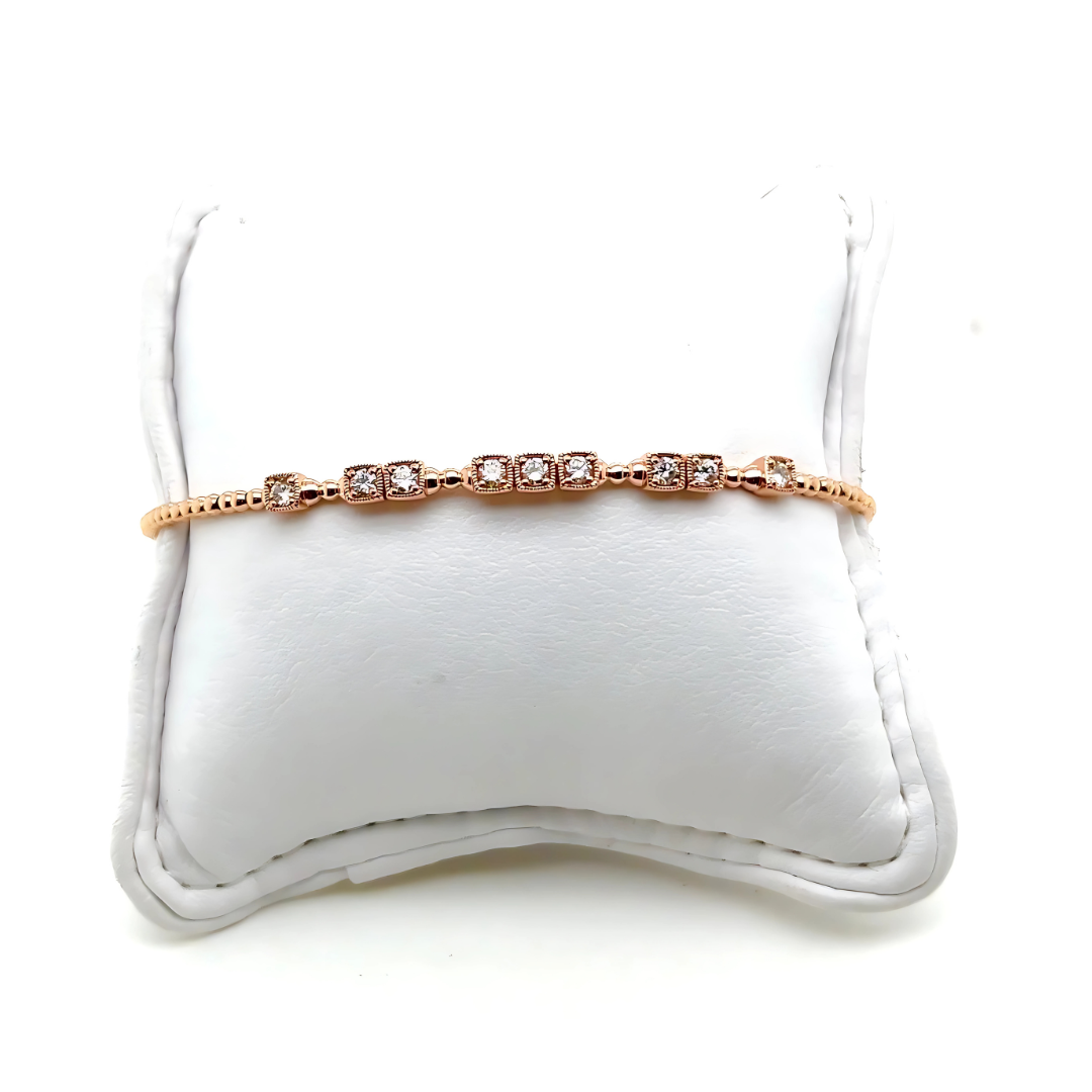 Round .57 CT E VS Natural Diamond Tennis Bracelet 14K Gold (IGI)