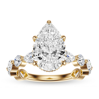 Pear Cut 3.10 CT F VS2 Lab Grown Diamond Ring in Gold (IGI)