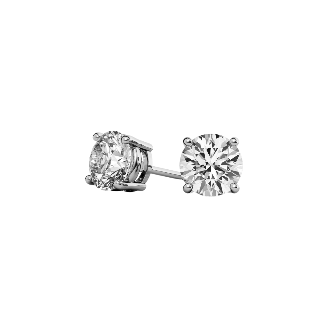 Round Basket 2.00 CT F VS1 Lab Grown Diamond Stud Earrings in 14K & 18K Gold (IGI)