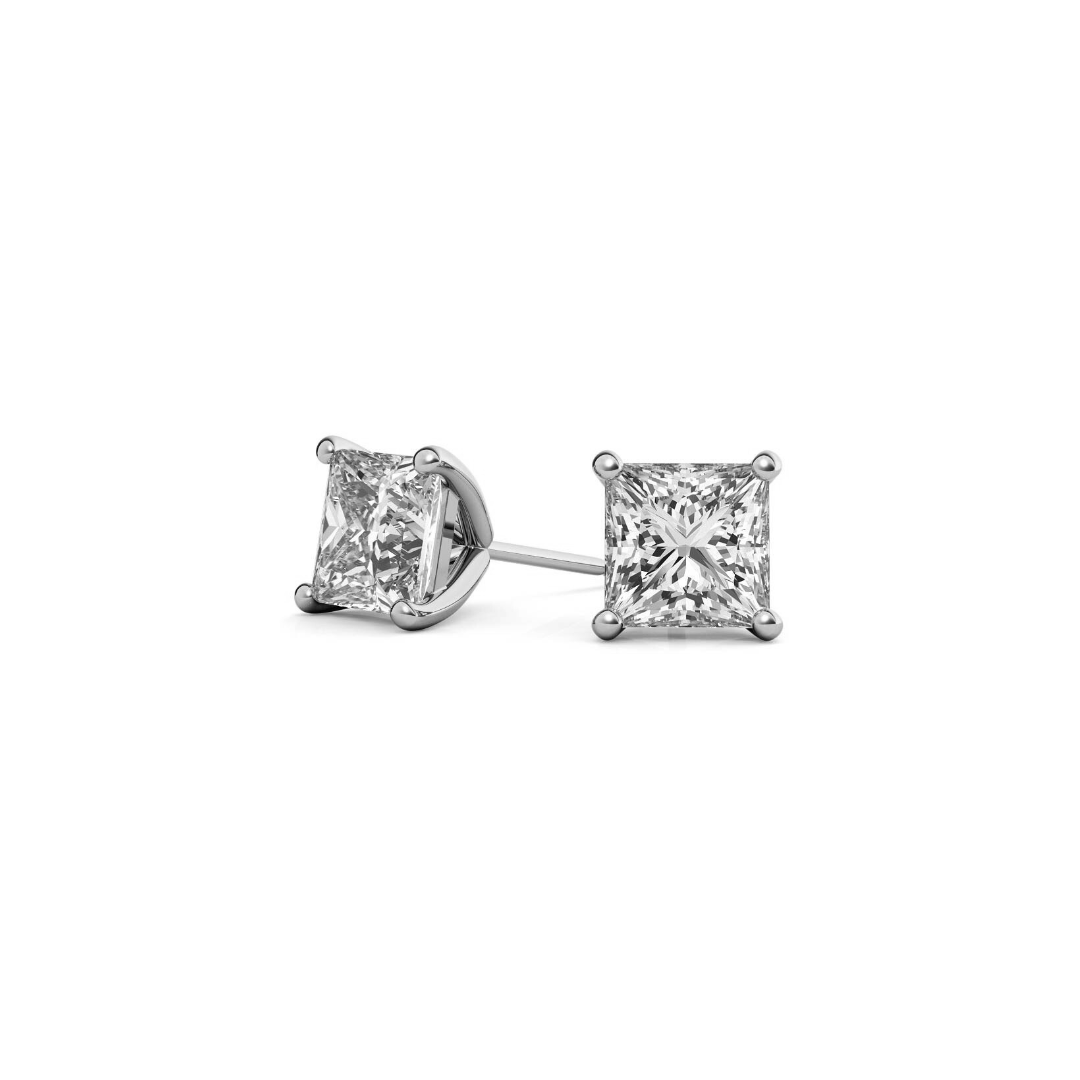 Princess Martini 2.00 CT F VS1 Lab Grown Diamond Studs in 14K & 18K Gold (IGI)