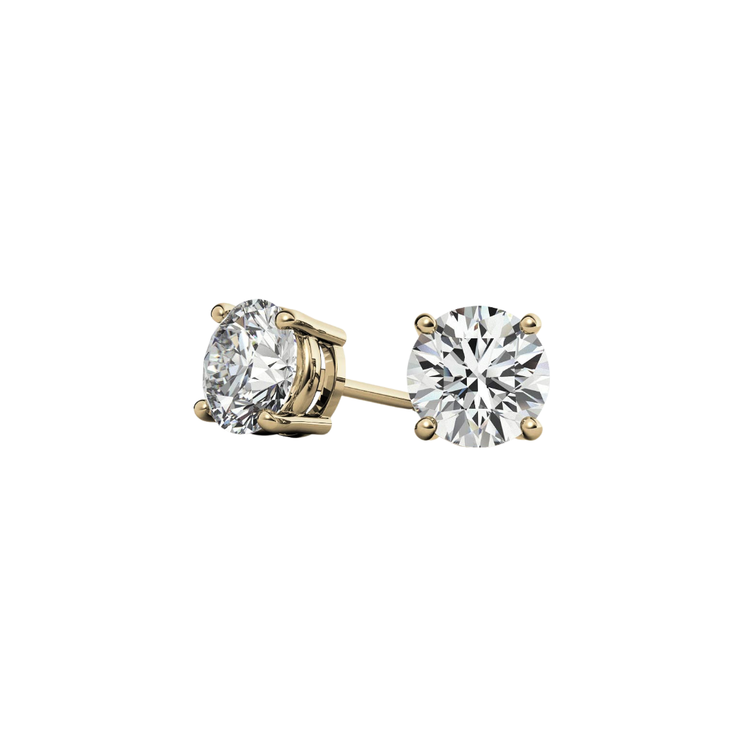 Round Basket 2.00 CT F VS1 Lab Grown Diamond Stud Earrings in 14K & 18K Gold (IGI)