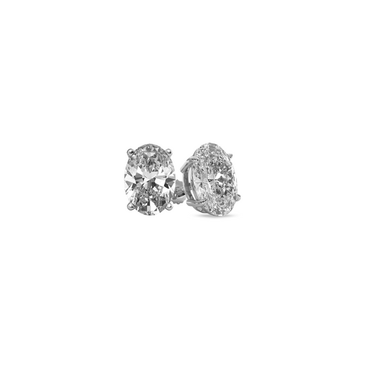 Oval Basket 2.00 CT F VS1 Lab Grown Diamond Studs in 14K & 18K Gold (IGI)