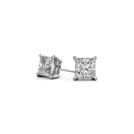Asscher Basket 2.00 CT F VS1 Lab Grown Diamond Studs in 14K & 18K Gold (IGI)