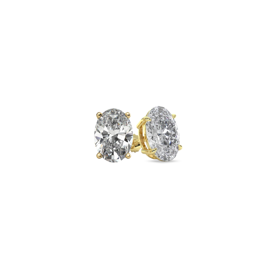 Oval Basket 2.00 CT F VS1 Lab Grown Diamond Studs in 14K & 18K Gold (IGI)