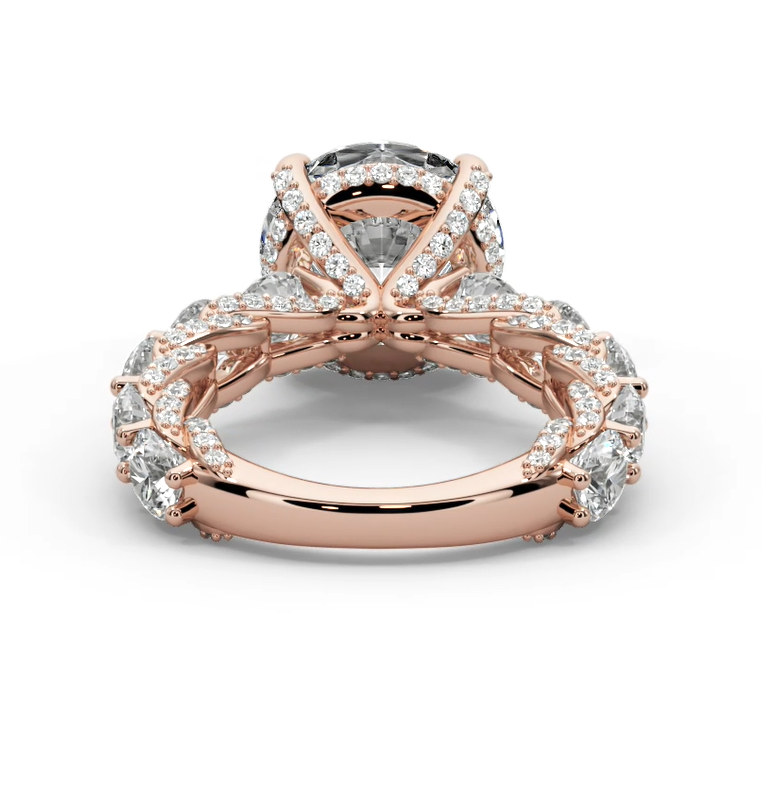 Round Cut 10 CT F VS2 Lab Diamond Ring in 14K Gold  (IGI Certified)