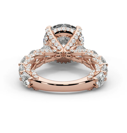 Round Cut 10 CT F VS2 Lab Diamond Ring in 14K Gold  (IGI Certified)