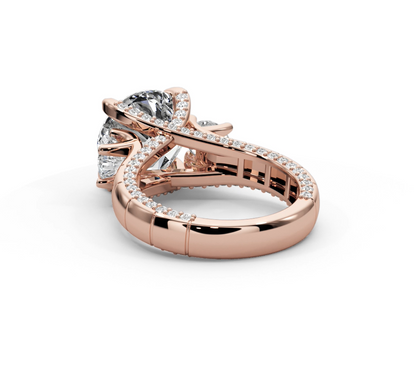 Round Cut 7.00 CT Lab Diamond Ring | F VS1 Center | 14K Gold | IGI Certified
