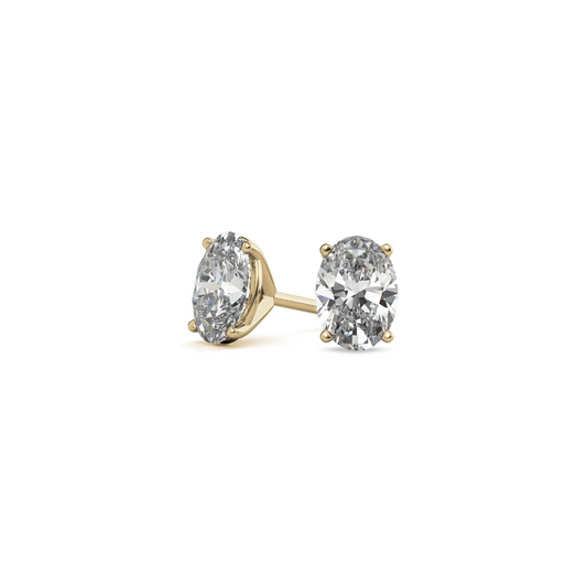 Oval Martini 2.00 CT F VS1 Lab Grown Diamond Studs in 14K & 18K Gold (IGI)