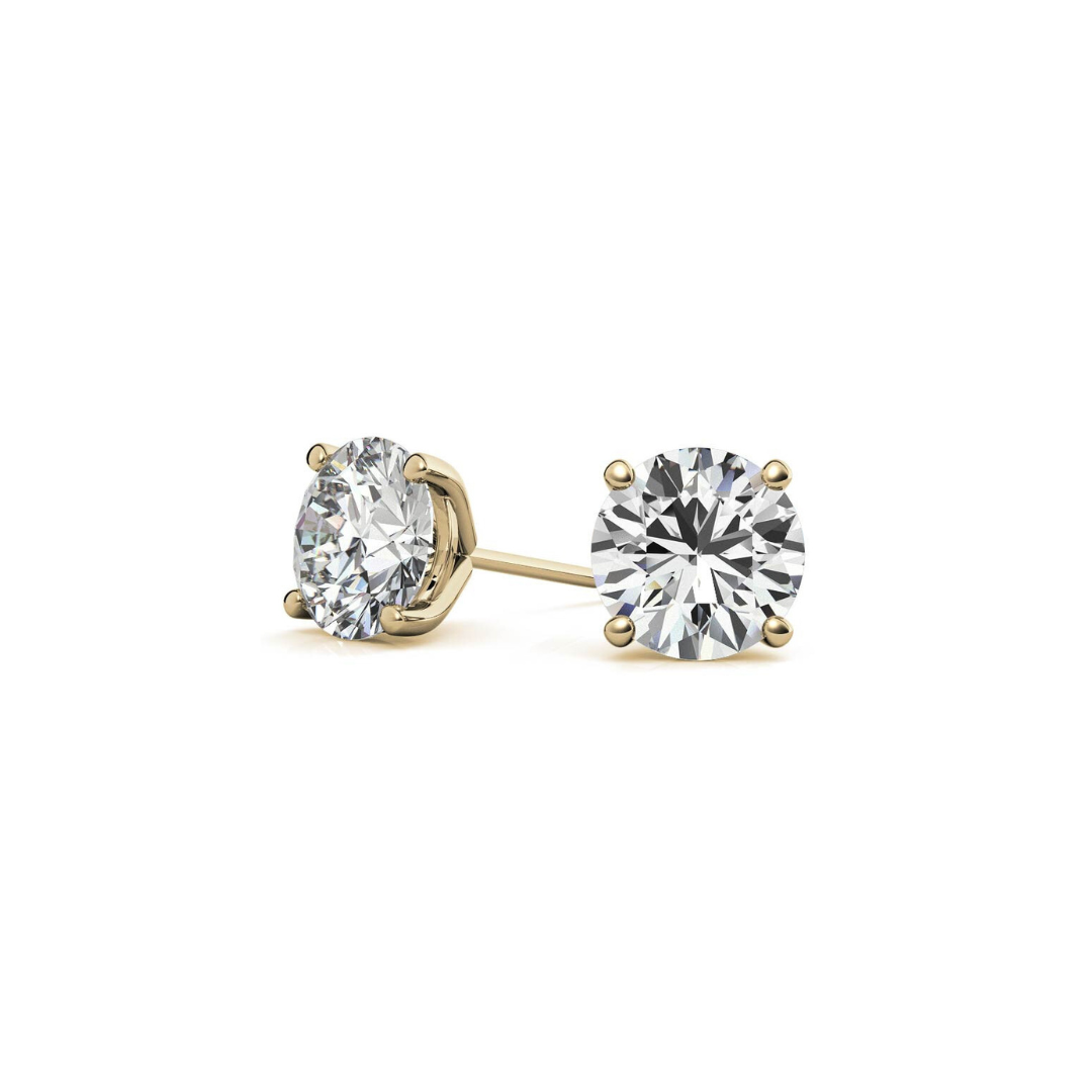 Lab Grown Round Martini Diamond Studs 2 Carat F VS1 in Gold (IGI)