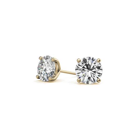 Lab Grown Round Martini Diamond Studs 2 Carat F VS1 in Gold (IGI)