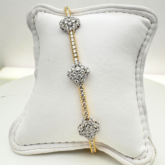 Round 1.35 CT DVS Natural Diamond Tennis Bracelet 14K Yellow Gold (IGI)