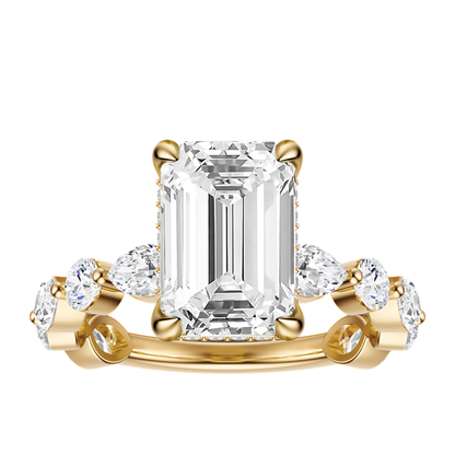 Emerald Cut 3.10 CT F VS2 Lab Grown Diamond Ring in Gold (IGI)