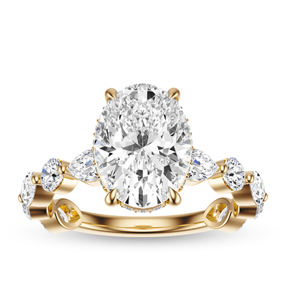 Oval Cut 3.10 CT F VS2 Lab Grown Diamond Ring in Gold (IGI)