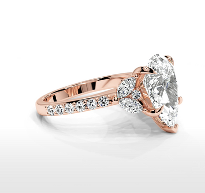 Pear Cut Round Shaped 5.00 CT Lab Diamond Ring | 14K Gold | IGI Certified