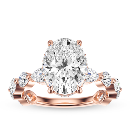 Oval Cut 3.10 CT F VS2 Lab Grown Diamond Ring in Gold (IGI)