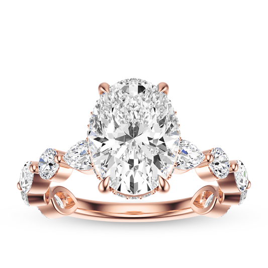 Oval Cut 3.10 CT F VS2 Lab Grown Diamond Ring in Gold (IGI)