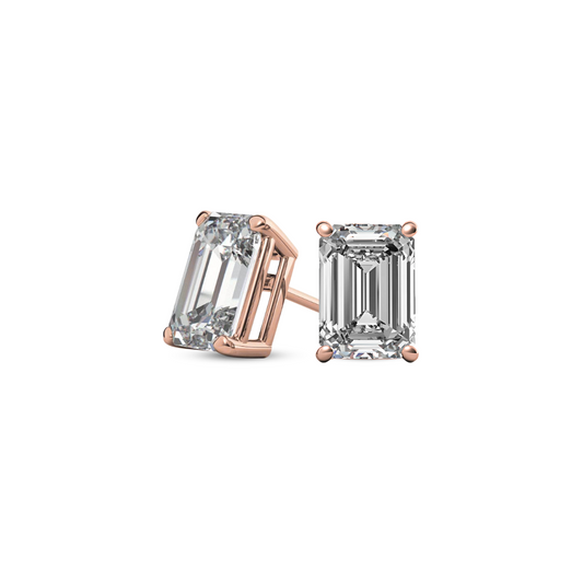Emerald Basket 3.00 CT F VS1 Lab Grown Diamond Studs in 14K & 18K Gold (IGI)