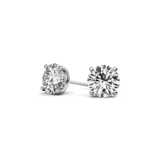 Lab Grown Round Martini Diamond Studs 3 Carat F VS1 in Gold (IGI)