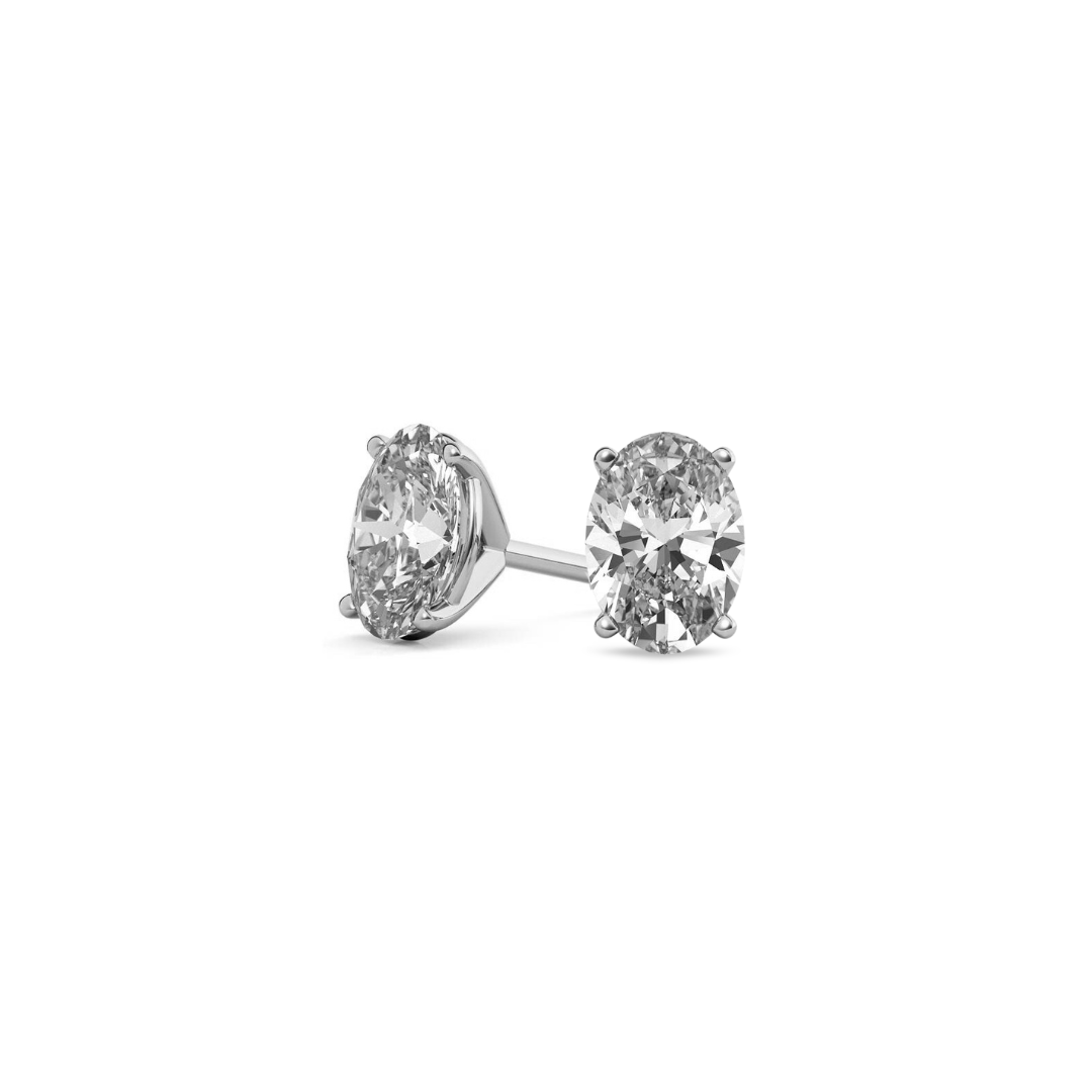 Oval Martini 3.00 CT F VS1 Lab Grown Diamond Studs in 14K & 18K Gold (IGI)