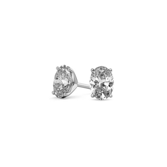 Oval Martini 3.00 CT F VS1 Lab Grown Diamond Studs in 14K & 18K Gold (IGI)