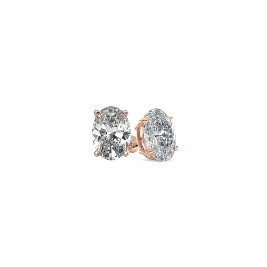 Oval Basket 3.00 CT F VS1 Lab Grown Diamond Studs in 14K & 18K Gold (IGI)