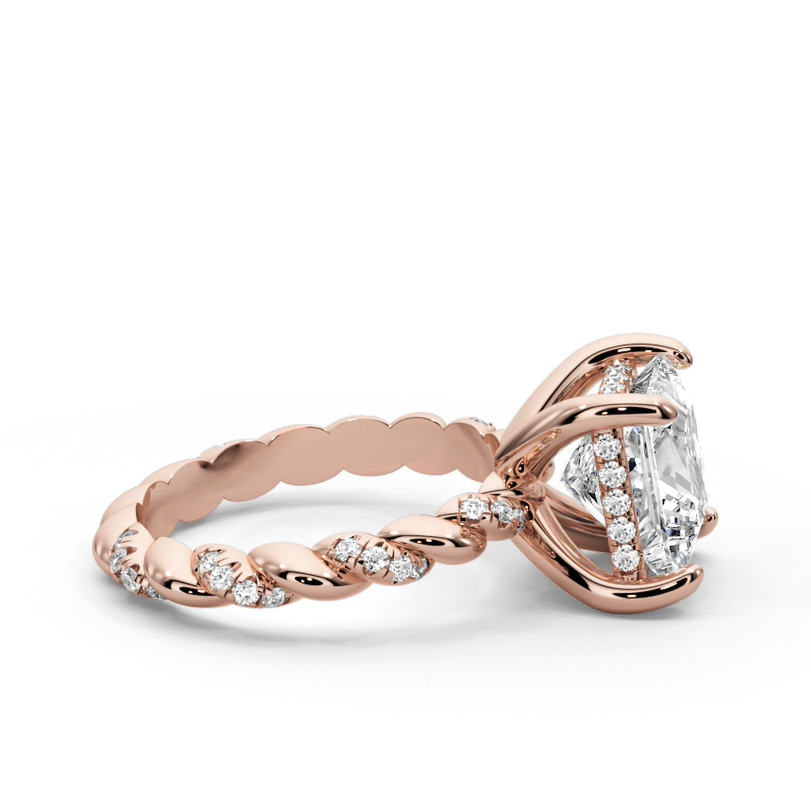 Princess Cut 4.40 CT Lab Diamond Ring in 14K Gold | IGI Certified