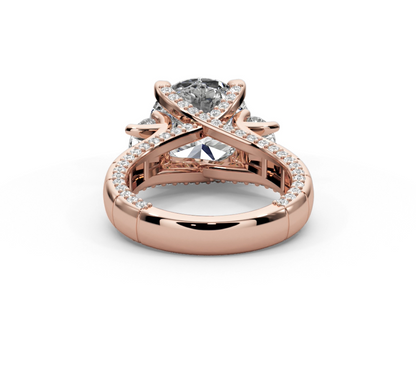 Round Cut 7.00 CT Lab Diamond Ring | F VS1 Center | 14K Gold | IGI Certified