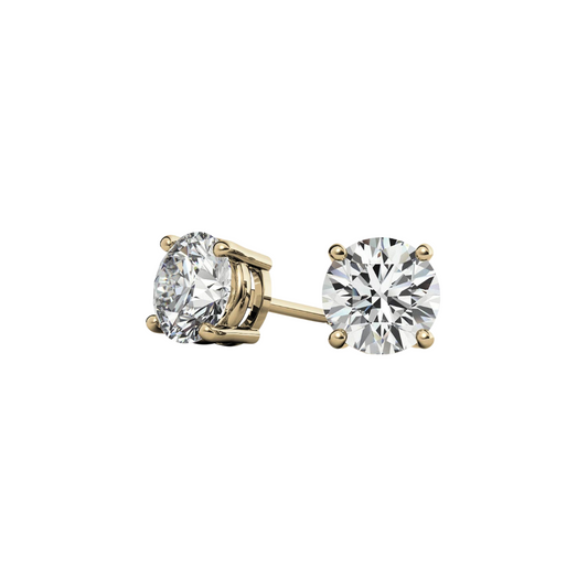 Round Basket 3.00 CT F VS1 Lab Grown Diamond Stud Earrings in 14K & 18K Gold (IGI)