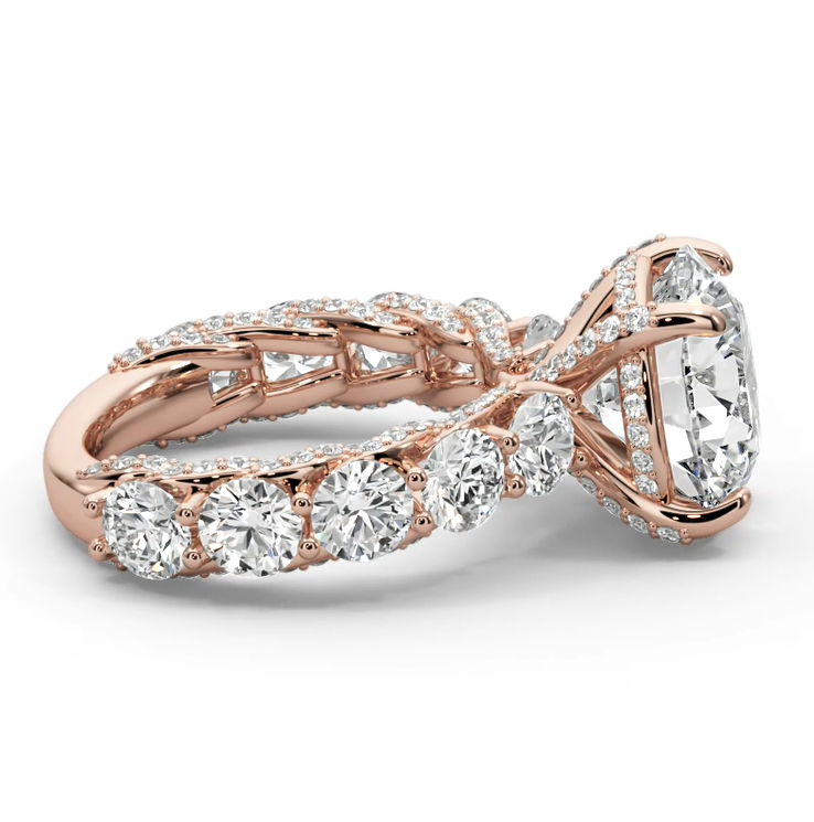 Round Cut 10 CT F VS2 Lab Diamond Ring in 14K Gold  (IGI Certified)