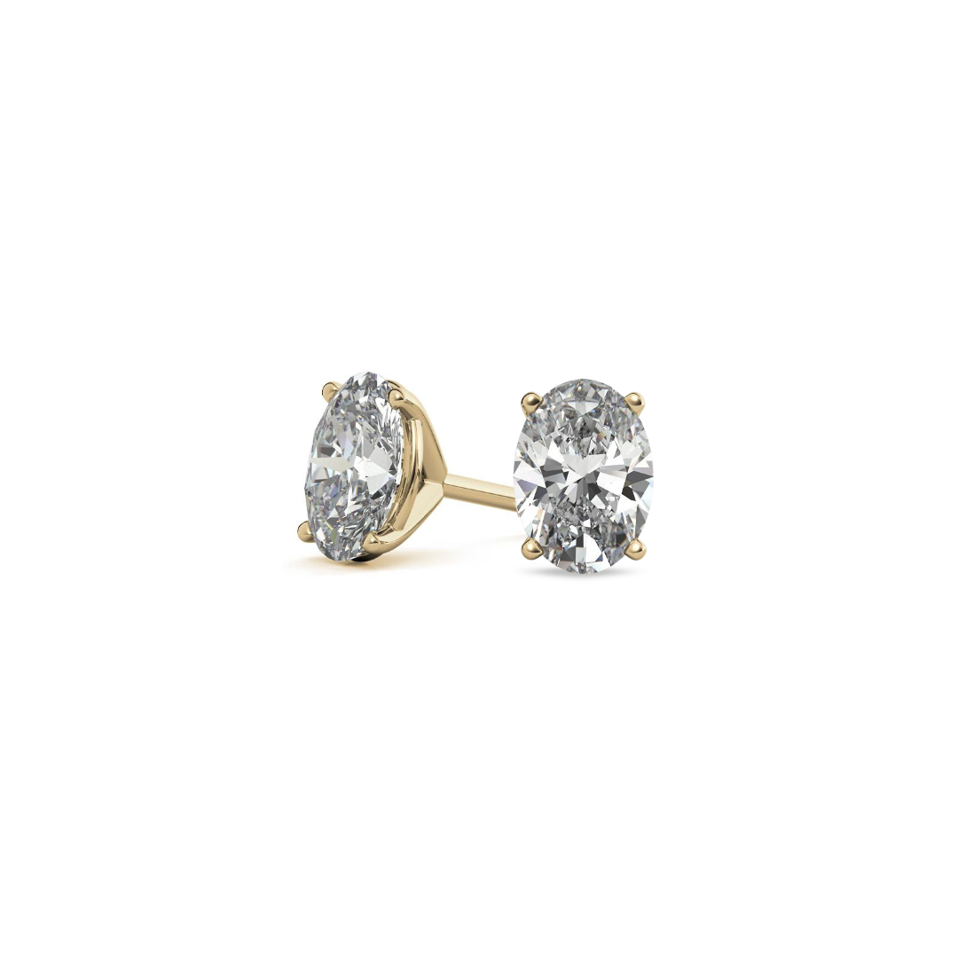 Oval Martini 3.00 CT F VS1 Lab Grown Diamond Studs in 14K & 18K Gold (IGI)