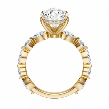 Pear Cut 3.10 CT F VS2 Lab Grown Diamond Ring in Gold (IGI)