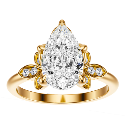 Pear Cut 2.10 CT F VS2 Lab Grown Diamond Ring in Gold (IGI)