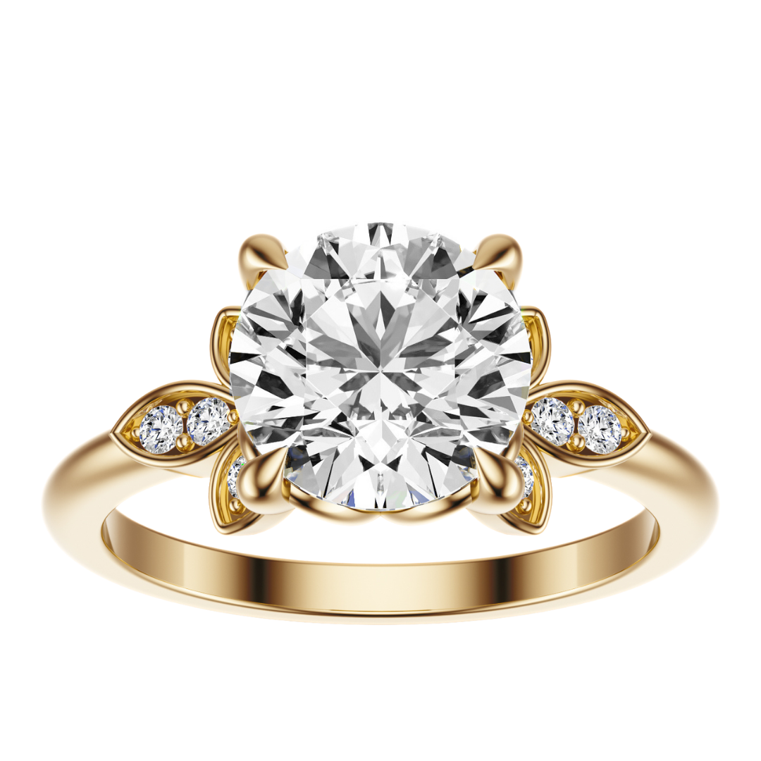 Round Cut 2.10 CT F VS2 Lab Grown Diamond Ring in Gold (IGI)