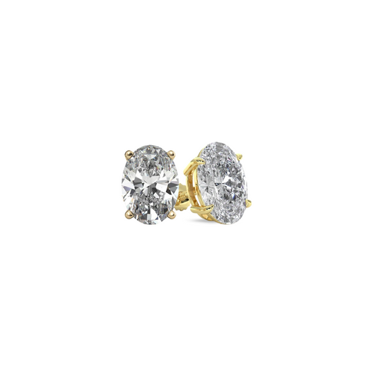 Oval Basket 4.00 CT F VS1 Lab Grown Diamond Studs in 14K  & 18K Gold (IGI)