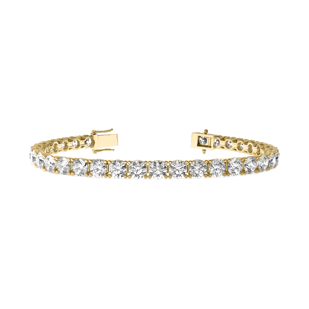 Round Cut 5.23 CT G SI1 Natural Diamond Tennis Bracelet 14K Gold (IGI)