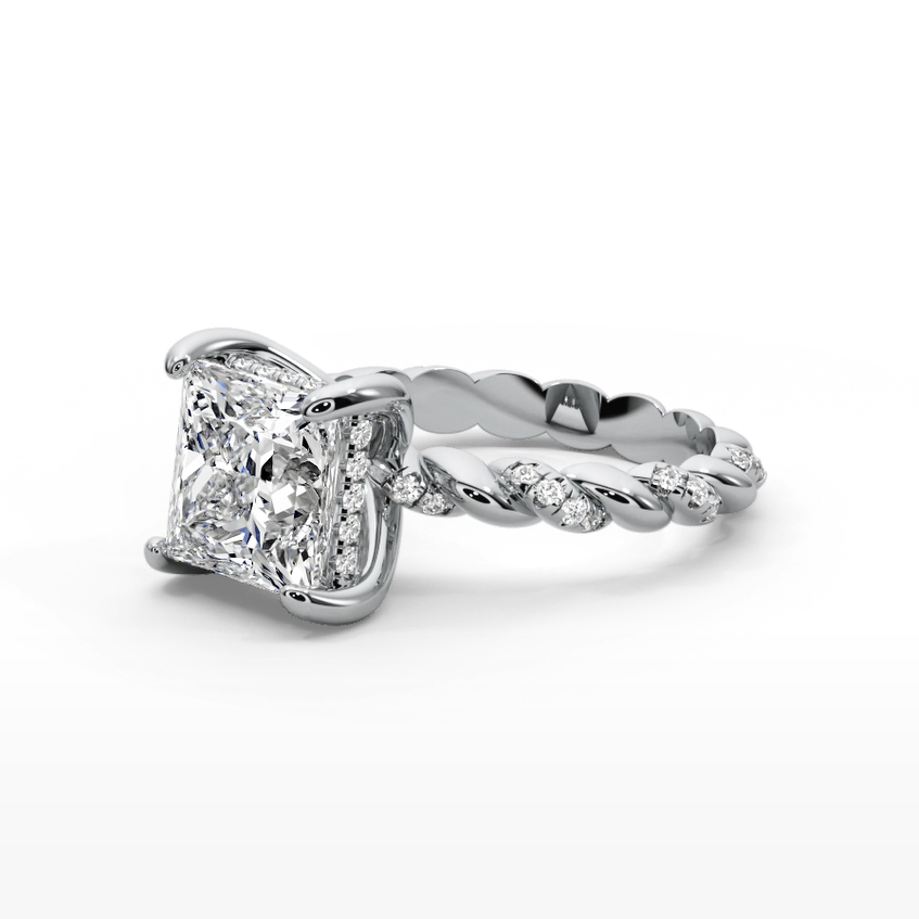 Princess Cut 4.40 CT Lab Diamond Ring in 14K Gold | IGI Certified