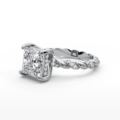 Princess Cut 4.40 CT Lab Diamond Ring in 14K Gold | IGI Certified